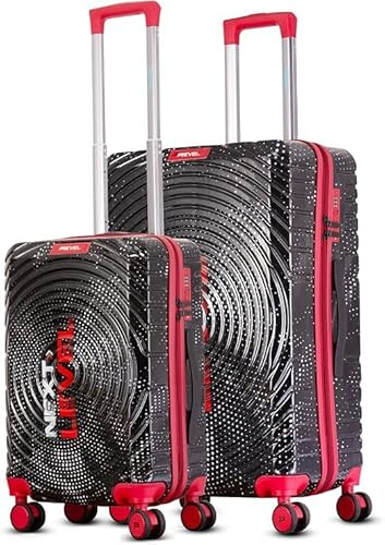 PREVEL Luggage Sets of 2 | 100% Polycarbonate Suitcase – Cabin (20 Inch) + Check-in (28 Inch) | Smart Luggage with Built-in Weighing Scale (in Check-in Only) | Hard Shell | 8 Spinner Wheels | Black