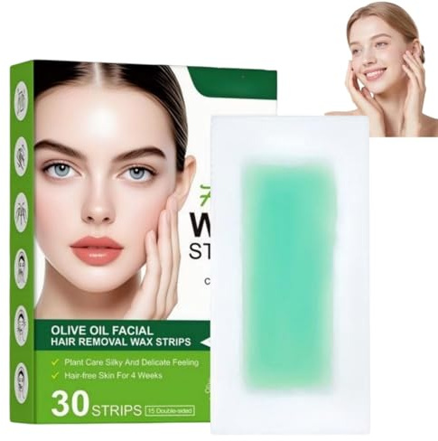 30PCS 2 In 1 Wax Strips For Face Hair Removal,15 Dual Sides Face Wax Strips,Facial Hair Remover For Women,Containing Olive Oil,Quick Smoothness,Suitable For Eyebrow/Upper Lip/Legs/Underarms/Bikini