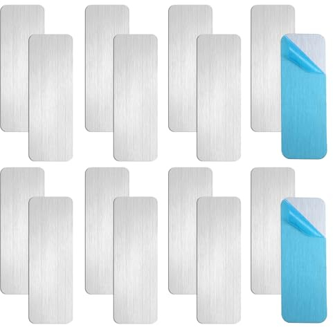 16 Pack Metal Plates for Magnets Magnetic Mount Adhesive Metal Strips 1 X 2.75 Rectangular Steel Sheets with Adhesive Backing for Magnets on Non-Steel Vents Phone