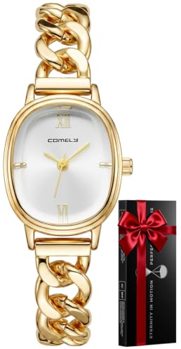 CIVO Armbanduhr Damen Stilvoll Oval: Analog Quartz Wasserdicht Edelstahl Uhren - Einfach Modische Geschenke für Mama Frau Freund