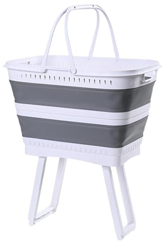 Cesta De Ropa Plegable Con Patas | Lavadero 26L Con Drenaje PP Goma Termoplástica Portátil Ahorro Espacio | Estación Lavado Hogar Camping Jardín