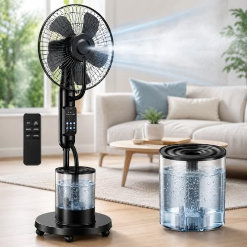 Mixtric Ventilador de Pie Nebulizador 4L 2026 con Mando a Distancia, 5 Niveles