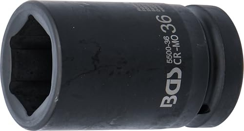 BGS 5500-36 | Kraft-Steckschlüssel-Einsatz Sechskant, tief | SW 36 mm | Antrieb Innenvierkant 25 mm (1) | Länge 90 mm | Chrom-Molybdän-Stahl | phosphatiert | für Hand- und Schlagschrauberbetrieb