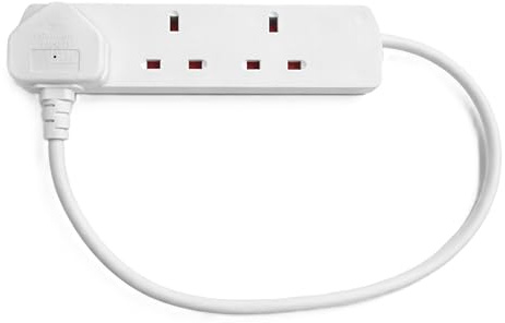 STATUS 3 Socket Extension Lead, 0.5m Compact Cable 13A Power Strip for Desks and TV Units, White (3WS0.5M20)