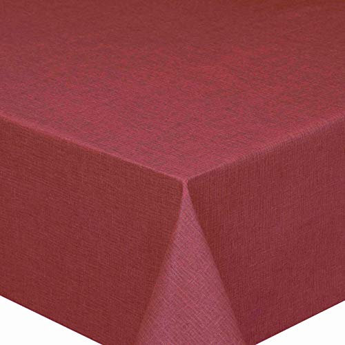 PEY Meterware Stoff Tischdecke Leinenstruktur Lotus Effekt Abwaschbar Bordeaux Dunkelrot Breite & Länge wählbar 100 x 170 cm