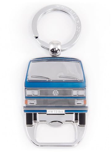 BRISA VW Collection - T3 Bulli Bus Schlüsselanhänger Flaschenöffner | Volkswagen Key Holder für Schlüsselbund Robuster Öffner für Bierflaschen, Zink-Aluminium-Legierung mit Emaille, Blau