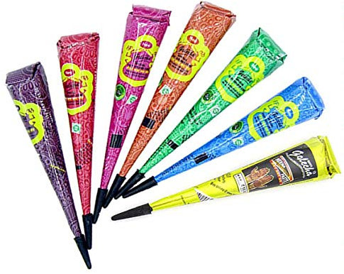 7x Golecha Henna Cones Tattoo Paste, temporäre Tattoo Body Art Multicolor