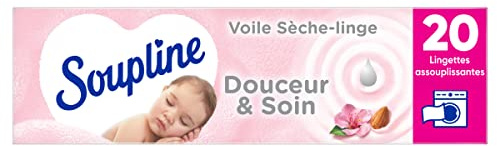 SOUPLINE - Gentle & Care Tumble Dryer Voile - Pleasantly Fragrance Laundry - 20 Wipes to be Placed in the Tumble Dryer