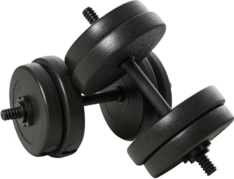 HOMCOM Ensemble d'haltères Courtes Total 20 Kg - Dumbbell Paires -Poids réglable - Barres incluses - Entraînement Musculaire & haltérophilie - Acier HDPE Noir