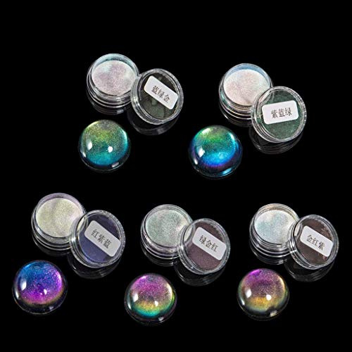 KERDEJAR Pigment, 5 Farben, magisches Kunstharz, Chamäleons, Pigmentspiegel, Regenbogenperlen, Pulver, Farbmittel, Epoxidharz, Glitzer, Harz, Schmuckherstellungs-Set