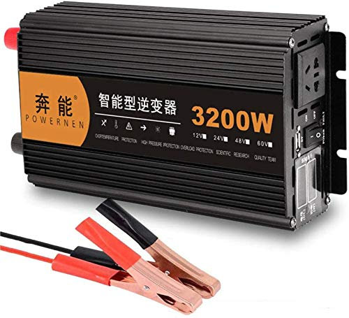Inversor Onda Pura Corriente 3200W 4000W 5000W 6000W 8000W 9000W 12000W 15000W(Pico) Transformador DC 12V/24V a 220V/230V AC,Convertidor inversor Corriente Coche,para Casas Y Autos (24V,3200W)