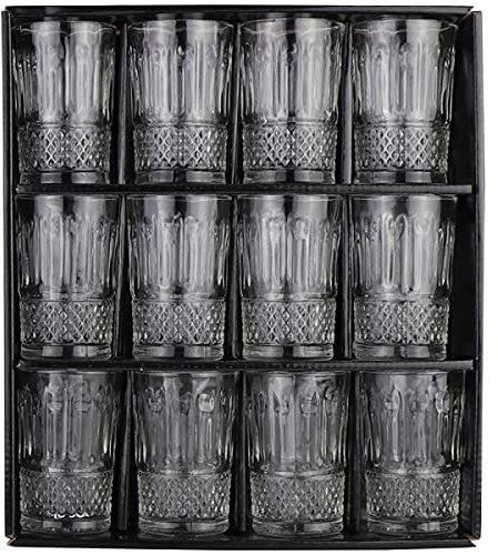 12 Oriental Moroccan Tea Glasses Transparent Dishwasher Safe, Set of 12 Glass Cups for Serving and Drinking, Glass Cups, Coffee Glasses, Drinking Glasses Suitable for Hot or Cold Drinks
