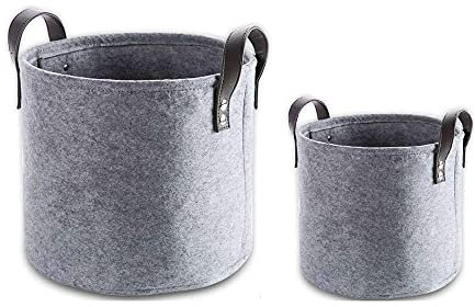 2 Stück Filzkorb Dunkelgrau Rund, Faltbarer Tragekorb aus Stoff, Filzkorb Groß, 2 Spezifikationen, Wird Verwendet, Schmutzige Kleidung, Unordentliche Gegenstände (Gray)
