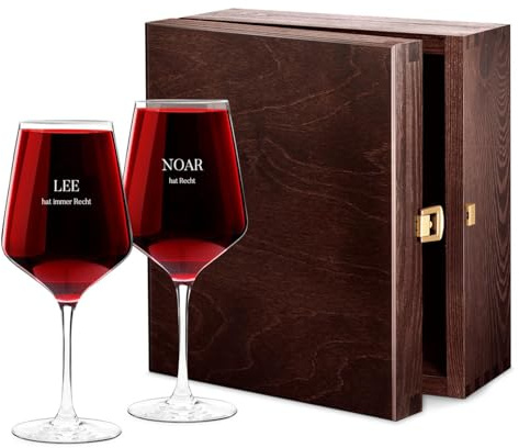 Maverton Rubin 2er Wein Gläser Set mit Gravur - 490 ml - Weingläser personalisiert - Rotweinglas Weißweinglas - Hochzeitsgeschenk - Hochzeitstag