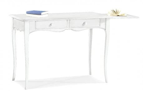 Mar.c.a. Design - Vintage-Schreibtisch mit 2 Schubladen aus Pappelholz, weiß matt Shabby Chic, Möbelstück Povera Made in Italy - Maße 110 x 56 x 80 cm