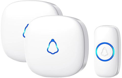 SECRUI Wireless Doorbell, Waterproof Plug in Doorbell with 2 Receivers Cordless Chime Kit Battery Operated at 300m Range with 58 Chimes 5 Volume Levels LED Flash Easy Install for Home, Office, School