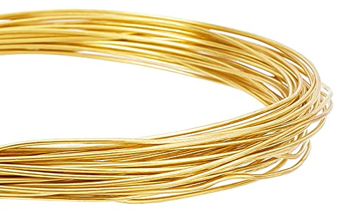 BENECREAT Alambre de cobre puro redondo de 10 m y 1 mm, alambre de latón dorado para abalorios, manualidades y fabricación de joyas