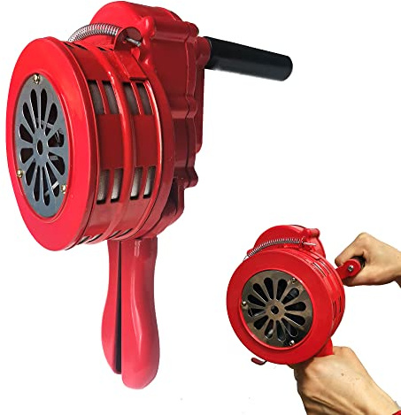 HEZHU Handsirene Tragbarer Handkurbel Sirenen Aluminiumgehäuse Sirene 110dB Manuell Betriebenes Sirenen für Feueralarm den Heim- oder professionellen Einsatz sowie Luftverteidigung (Rot)
