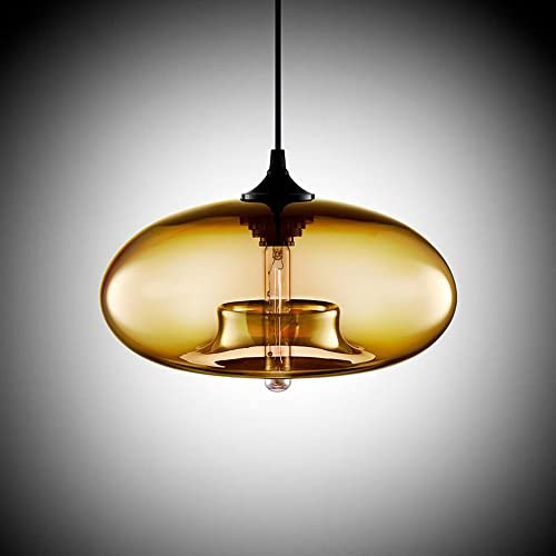 Vecys E27 Vintage Lampe Wisząca Moderner Industrieller Retro-Kronleuchter aus Transparentem Glas Bernstein Vintage Pendelleuchte