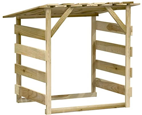 Gecheer Capanno Legnaia da Giardino in Legno di Pino Impregnato, Pergola con Tetto, Portalegna da Esterno con Rimessa per Legna da Ardere