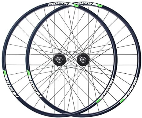 HSQMA Mountainbike Scheibenbremse Laufradsatz 27.5 Zoll MTB Schnellspanner Fahrrad Laufrads Felge Vorderrad Hinterrad 32 Loch Nabe Für 7/8 Geschwindigkeit Schraub Flywheel (Color : Green)
