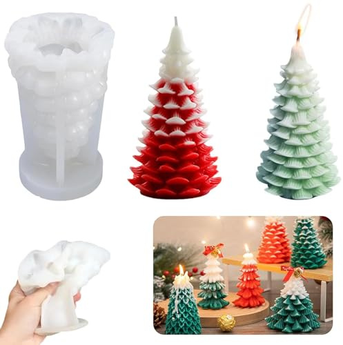 Kerzen Gießform,Weihnachtsbaum Kerzengießform Epoxy-Formen Weihnacht Diy Silikonform 3D Weihnachtsbaum Kerzengießform Silikon Kerzenformen Für DIY Duftkerze, Weihnachten Handwerk Ornamente
