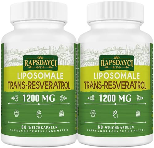 1200 mg de trans-resvératrol liposomal, resvératrol à haute dose, formule pure à 98%, trans-resvératrol de renouée du Japon, meilleure absorption, 120 gélules
