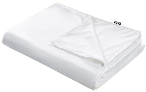 Beliani Modern Duvet Weighted Blanket Cover Polyester Fabric 150 x 200 cm Solid Pattern White Rhea