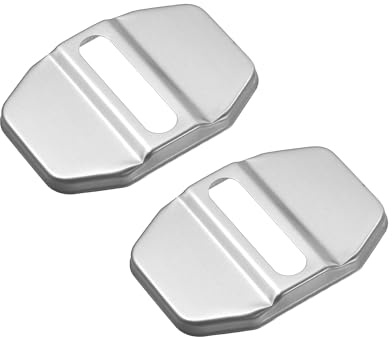 Motoforti Latch Lock Cover for Mercedes-Benz for AMG A S m C E CLS GL CLA | Stainless Steel, Silver Tone, 2 Pc, Door latch lock buckle protector