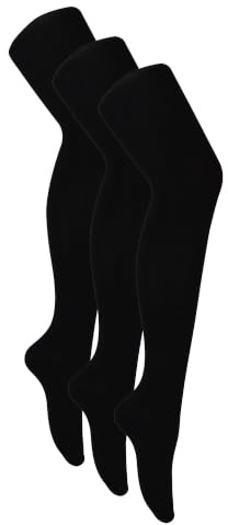 Sock Snob 3 Pairs Ladies Bamboo Tights Soft Plain Opague Tights | Warm Black Pantyhose (UK, Alpha, M, Regular, Regular, Black)