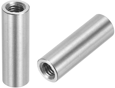 uxcell 10Pcs M5 Round Connector Nuts, 304 Stainless Steel Coupling Nut 25mm/1 Length Sleeve Rod Bar Stud Nut for Bracket, M5x25x8mm