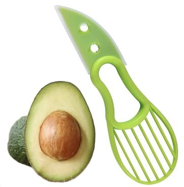 Avocado-Schäler, 3-in-1-Werkzeug, problemloser Avocadoschneider, Entkerner und Schaufel, Küchenhelfer für Hass Avocados, einfach zu bedienen, Avocado-Messer, aus Kunststoff, Grün, Must-Have