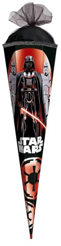 ROTH Schultüte groß Star Wars 85 cm - Folie, 6-eckig, Tüllverschluss, ROT(H)-Spitze - Zuckertüte Star Wars Schulanfang