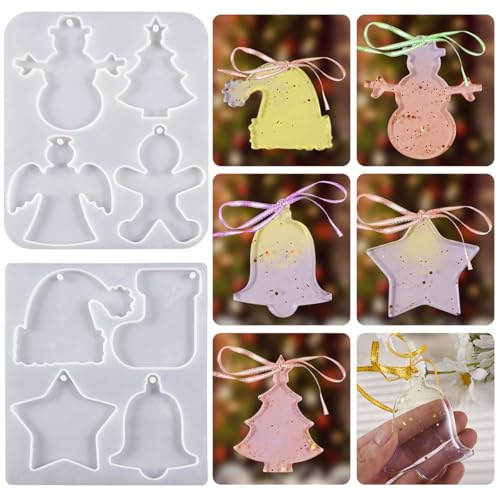 SicaHomy Weihnachten Resin Silikonform Epoxidharz Formen,DIY Silikon Weihnachten Charms Anhänger Gießform Resin Formen,3D Weihnachts Silikonform Anhänger,Silikonformen Gießformen Harz Formen Set