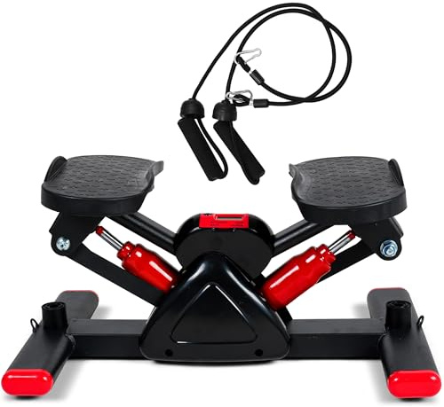 Leikefitness Steppers - Mini stepper per scale, attrezzatura per allenamento cardio, con fasce di resistenza, movimento verso l'alto e verso il basso, per allenamento completo del corpo, attrezzatura