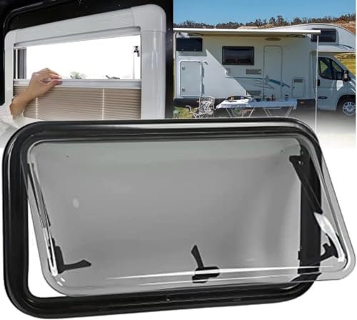 Finestra per camper, presa d'aria da tetto con schermo e visiera, finestra a battente, 550 x 400 mm, per roulotte ( 500X300mm)