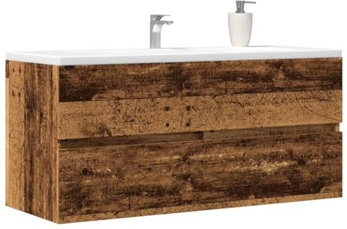 Gecheer Mobile Lavabo, Salvaspazio con Ampio Spazio Portaoggetti, 100 x 38,5 x 45 cm, in Truciolato, Mobile da Bagno per Installazione a Parete, per Bagno