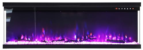 Warmiehomy Electric Fire 80inch/203.2cm 3D Effect Media Wall Fireplace Recessed/Freestanding Electric Fireplace with 9 Colors LED Flame Effect, Touch Remote Control & Overheat Protection