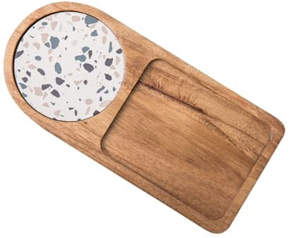Pleayietoopiatiey Bandeja de plato de comida Natural elegante con taza de cerámica Mat placa de postre artículos para el hogar, herramientas de cocina, decoración del hogar para el desayuno té café