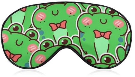 Bequemer Augenschutz für die Nacht, grüner Frosch, Kawaii-Augenschutz, weiches elastisches Band für Damen und Herren