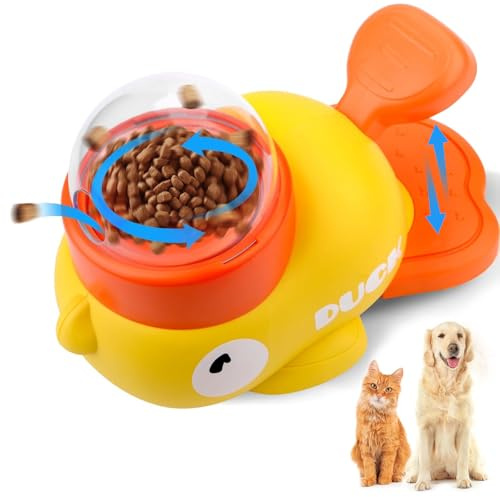 SOETDERT Dispensador de comida interactivo en forma de pato, juguete de inteligencia para perros de alimentación lenta 2 en 1, juguete para comedero lento para mascotas, juguete interactivo para