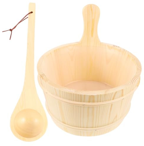 TOYANDONA 1set Wooden Sauna Bucket Set Ladle Practical Spa Accessory for Home Hotel and Gym Use Natural for Relaxing Sauna