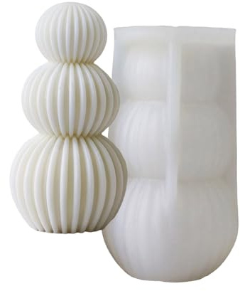 Beimus Moule à bougie à sphère géométrique rayée portable pour les amateurs d'art et les bougies parfumées