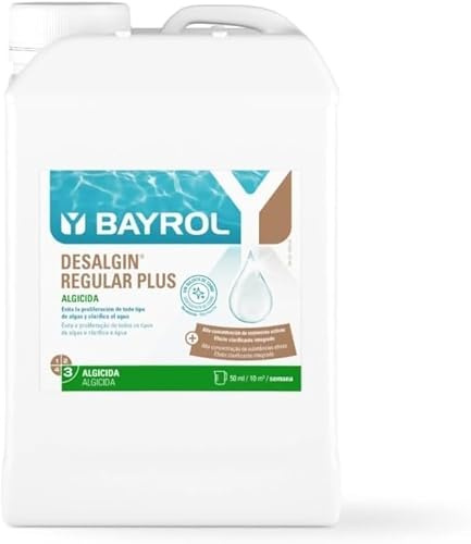 Envase 3  L X 2 UN - Desaligin Regular Plus - Evita la formación y Desarrollo de Algas - Apto para Piscinas Familiares y Públicas, con Efecto clarificante