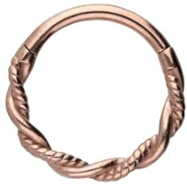 PIERCINGLINE Piercing Ring Chirurgenstahl Segmentring Clicker DOPPELT GEDREHT - Roségoldfarben, Schwarz, Goldfarben, Silberfarben