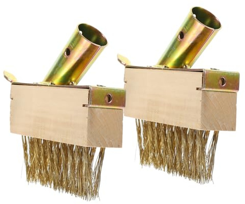 FONDOTIN 2 Pièces Brosse de Désherbage Fil Acier avec Manche Outil de Jardinage pour Enlever Mousse et Entre Fissures Sol et Antidérapant pour Jardin et Cour