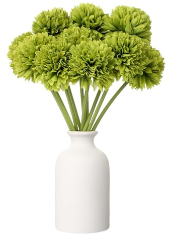 QUARKZMAN 10 Stück Künstliche Chrysanthemen Blumen Bälle Dunkelgrün | Chrysanthemen Strauß, Seiden Kunstblumen, Für Zuhause Garten Hochzeit Party Dekoration, Kunstblumen
