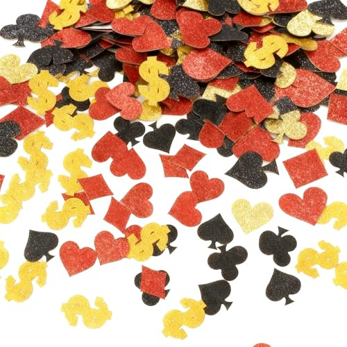 Tarqite 200 Stück Casino Deko Konfetti, Poker Konfetti Streudeko, Las Vegas Deko Confetti, Casino Party Streudeko, Poker Tischdeko für Game Night Supplies