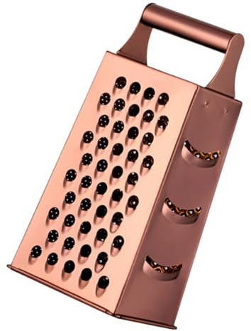 Rallador de Acero Inoxidable para Cocina, Manual, Multifunción | Acabado en Acero Inoxidable, Orificios de Distintos Tamaños y Formas, Limpieza Sencilla y Uso Seguro