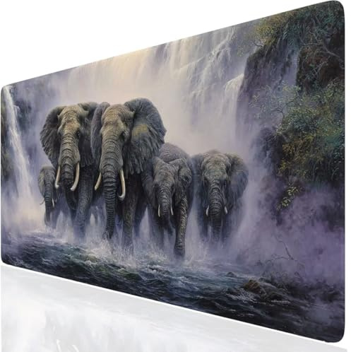 Elefant Mauspad XXL, Grau Mousepad 1000x500x3mm mit Genähten Kanten, Mauspad Großes Schreibtischauflage, Gaming Mousepad Wasserdicht rutschfest, Desk Mat Vernähte Kanten, für MacBook, Laptop DE-8770